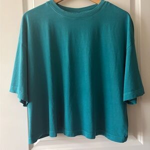 Old Navy Teal Oversized Cropped T-Shirt